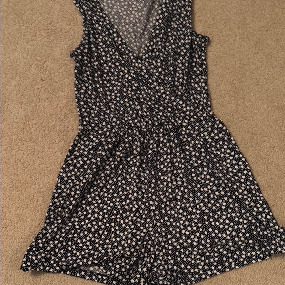 Banana Republic Black and White Jumpsuit with V-Neckline